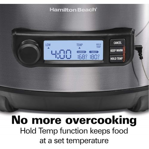  [아마존베스트]Hamilton Beach 6 Quart Digital Slow Cooker Programmable with Temperature Probe, Temp Tracker To Braise, Simmer, Sous Vide, Make Fondue & Yogurt, Black Stainless (33866)