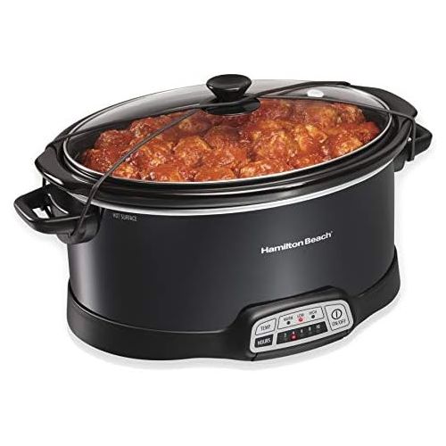  [아마존베스트]Hamilton Beach Programmable Slow Cooker, 7-Quart with Lid Latch Strap, Black (33474)