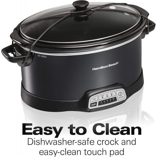  [아마존베스트]Hamilton Beach Programmable Slow Cooker, 7-Quart with Lid Latch Strap, Black (33474)