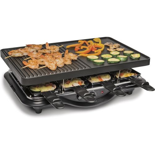  [아마존베스트]Hamilton Beach 8-Serving Raclette Electric Indoor Grill, Ideal for Parties and Family Fun, Black (31612-MX)