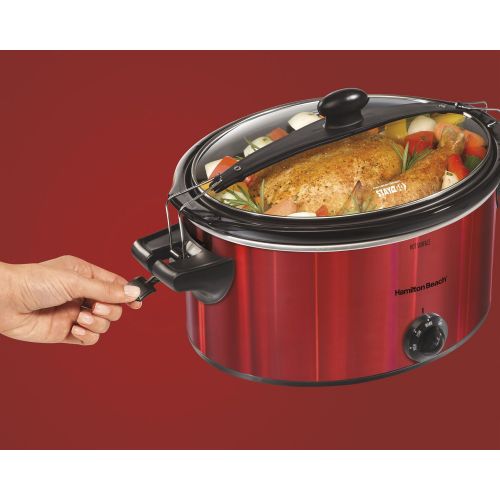  [아마존베스트]Hamilton Beach 33451 Slow Cooker, 5 quart, Red