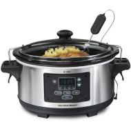 [아마존베스트]Hamilton Beach 6-Quart Slow Cooker, Programmable, Set & Forget With Temperature Probe, Transport Clips, Sealing Lid (33969A), 275 Watts, Stainless Steel