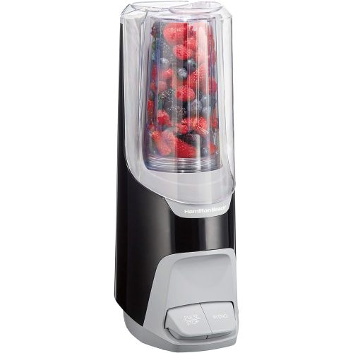  [아마존베스트]Hamilton Beach 800W Power Single-Serve Personal Blender for Shakes and Smoothies with 20oz Travel Cup and Lid, Black (53620)