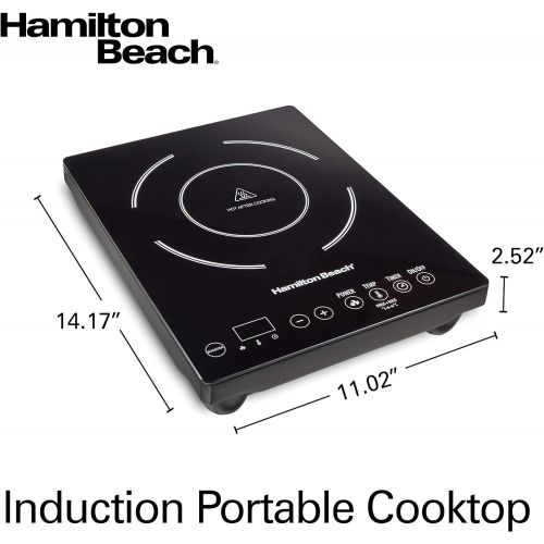  [아마존베스트]Hamilton Beach 34104 Single Induction 1800 watt Cooktop, Heats 40% faster, Versatile Pan Size (4-10), Black
