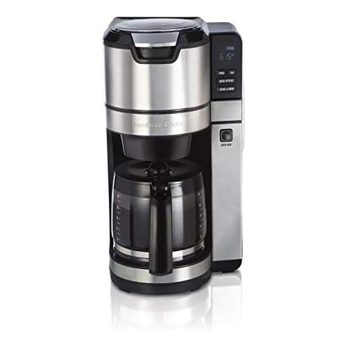  [아마존베스트]Hamilton Beach Programmable Grind and Brew Coffee Maker (45505), 12 Cup, Black