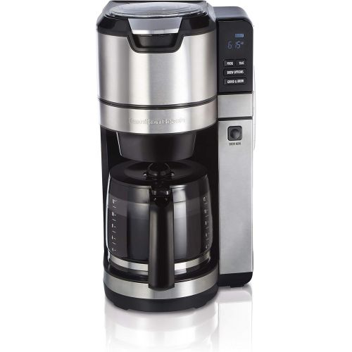  [아마존베스트]Hamilton Beach Programmable Grind and Brew Coffee Maker (45505), 12 Cup, Black