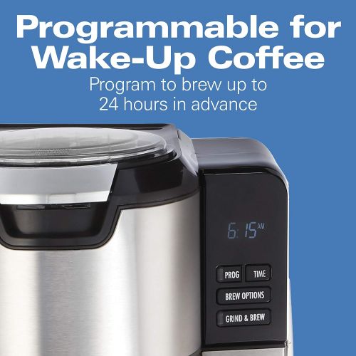  [아마존베스트]Hamilton Beach Programmable Grind and Brew Coffee Maker (45505), 12 Cup, Black