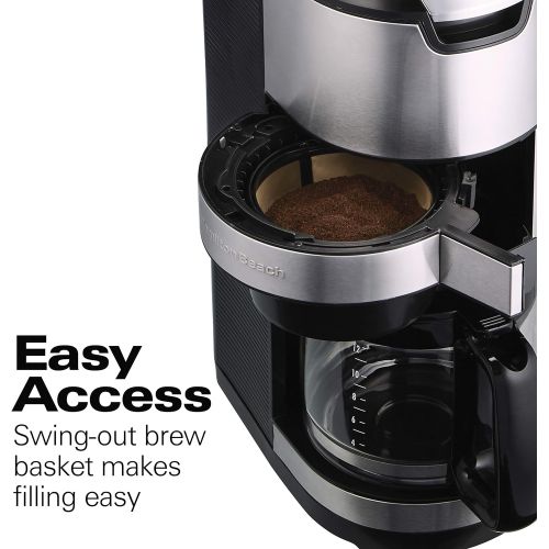  [아마존베스트]Hamilton Beach Programmable Grind and Brew Coffee Maker (45505), 12 Cup, Black