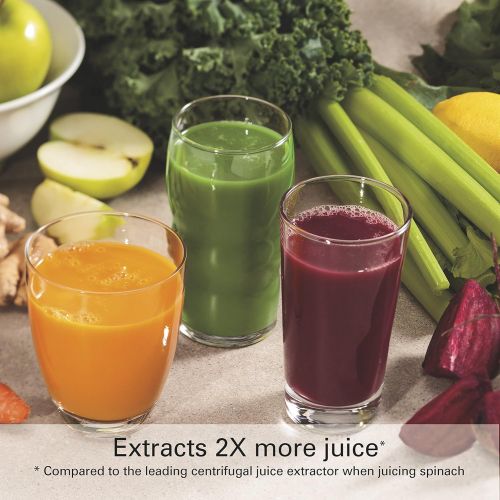  [아마존베스트]Hamilton Beach Masticating Juicer Machine, Slow and Quiet Action, Cold Pressed Fruits & Vegetables, BPA Free, Easy Clean (67951), 150 Watts, Silver