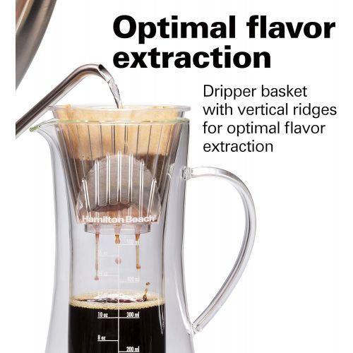  [아마존베스트]Hamilton Beach 40406 Pour-Over Coffee Maker, 17 Ounces, Glass Carafe