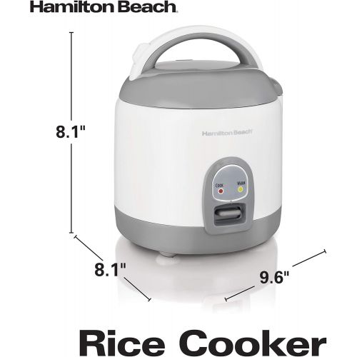  [아마존베스트]Hamilton Beach (37508) Rice Cooker with Rinser/Steam Basket, 4 Cups uncooked resulting in 8 Cups cooked, Mini, White