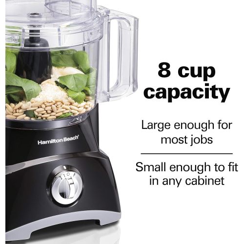  [아마존베스트]Hamilton Beach Food Processor, Slicer and Vegetable Chopper with Compact Storage, 8 Cups (70740), Black