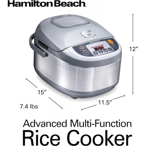  [아마존베스트]Hamilton Beach 37570 Advanced Multi-Function, Fuzzy Logic Rice Cooker, 3.5 Quart, Stainless Steel