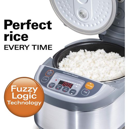  [아마존베스트]Hamilton Beach 37570 Advanced Multi-Function, Fuzzy Logic Rice Cooker, 3.5 Quart, Stainless Steel