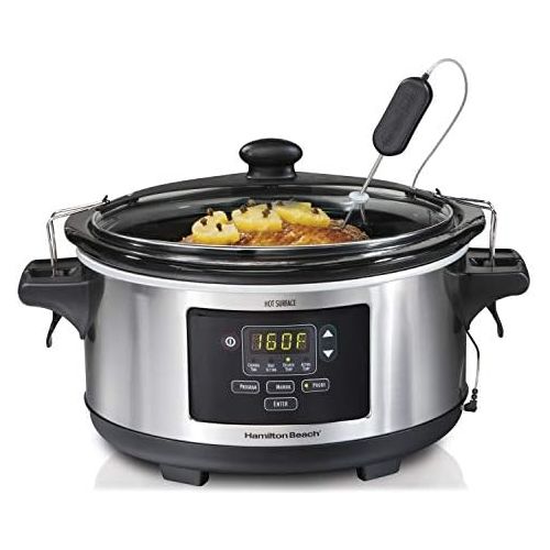  [아마존베스트]Hamilton Beach Set & Forget 6 Quart Programmable Slow Cooker, Stainless Steel