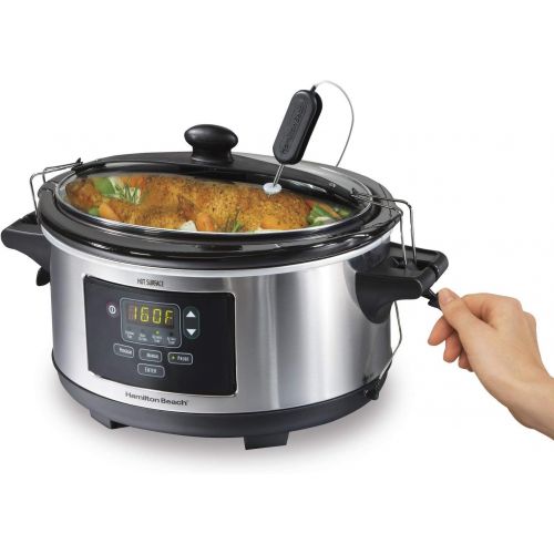  [아마존베스트]Hamilton Beach Set & Forget 6 Quart Programmable Slow Cooker, Stainless Steel