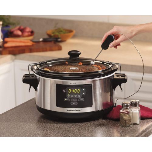  [아마존베스트]Hamilton Beach Set & Forget 6 Quart Programmable Slow Cooker, Stainless Steel