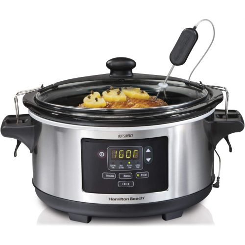  [아마존베스트]Hamilton Beach Set & Forget 6 Quart Programmable Slow Cooker, Stainless Steel