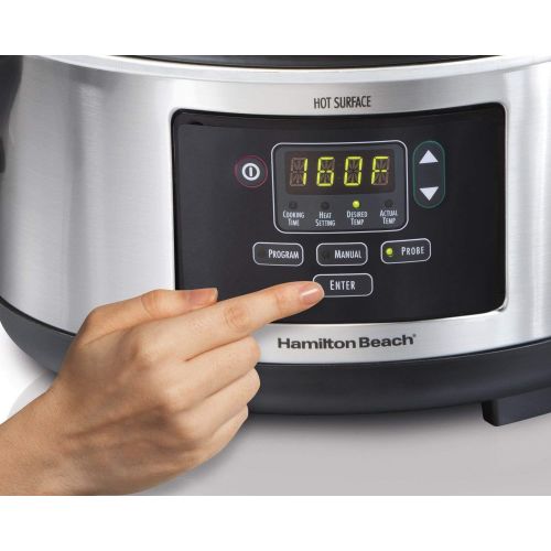  [아마존베스트]Hamilton Beach Set & Forget 6 Quart Programmable Slow Cooker, Stainless Steel