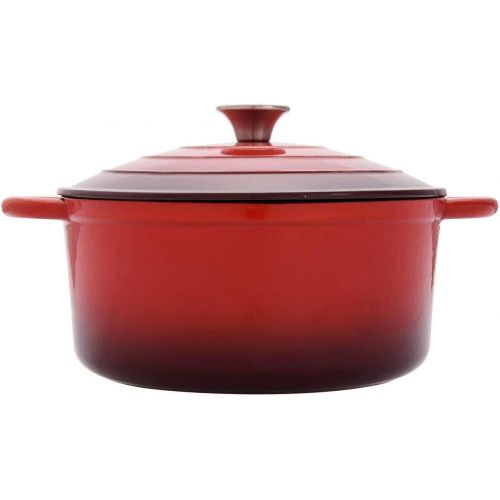  [아마존베스트]Hamilton Beach 5.5 Quart Enameled Cast Iron Covered Round Dutch Oven Pot, Red