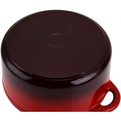  [아마존베스트]Hamilton Beach 5.5 Quart Enameled Cast Iron Covered Round Dutch Oven Pot, Red