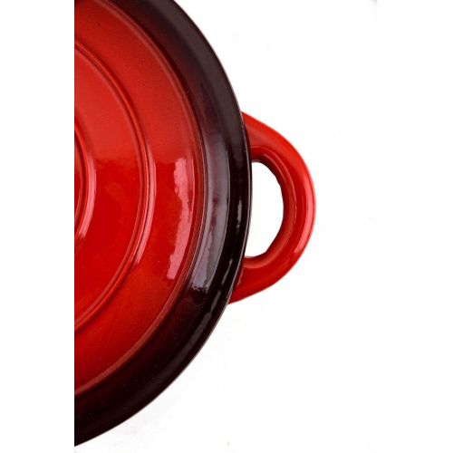  [아마존베스트]Hamilton Beach 5.5 Quart Enameled Cast Iron Covered Round Dutch Oven Pot, Red