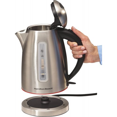  [아마존베스트]Hamilton Beach 1.7 Liter Electric Kettle for Tea and Hot Water, Cordless, Auto-Shutoff and Boil-Dry Protection, Stainless Steel (40988)