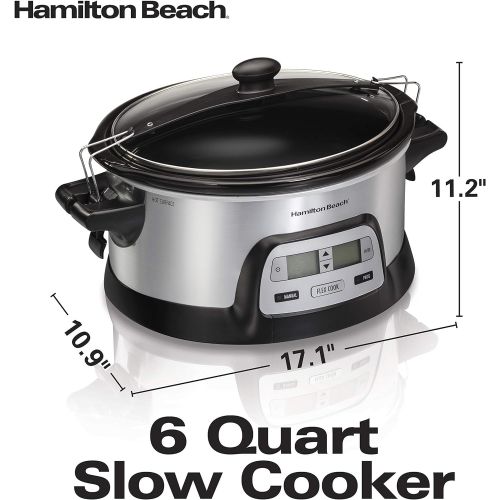  [아마존베스트]Hamilton Beach 33861 Programmable Slow Cooker, 6 Quart, Dual Digital Timer, Stainless Steel
