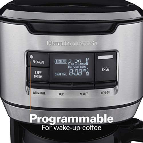  [아마존베스트]Hamilton Beach Programmable Front-Fill Coffee Maker, Extra-Large 14 Cup Capacity, Black/Stainless (46390)