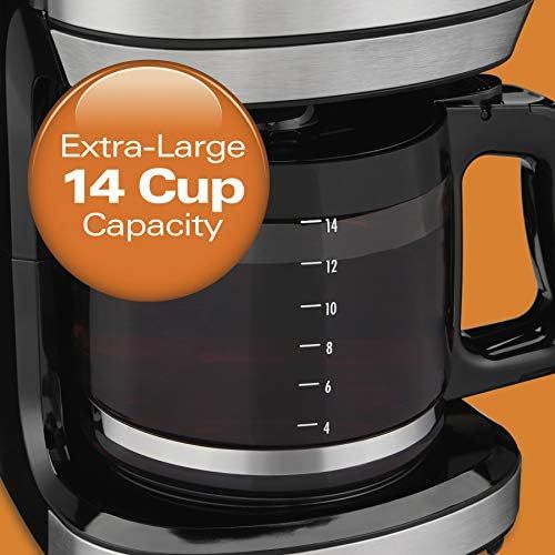  [아마존베스트]Hamilton Beach Programmable Front-Fill Coffee Maker, Extra-Large 14 Cup Capacity, Black/Stainless (46390)