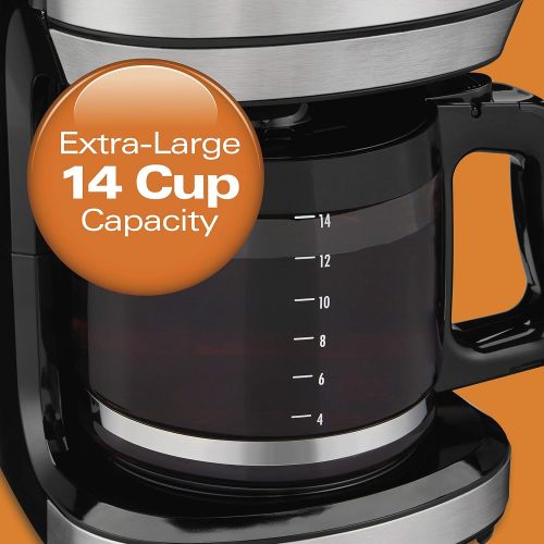  [아마존베스트]Hamilton Beach Programmable Front-Fill Coffee Maker, Extra-Large 14 Cup Capacity, Black/Stainless (46390)