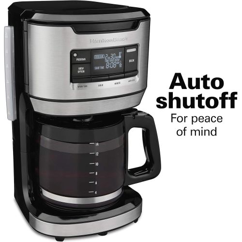  [아마존베스트]Hamilton Beach Programmable Front-Fill Coffee Maker, Extra-Large 14 Cup Capacity, Black/Stainless (46390)