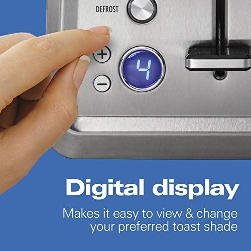  [아마존베스트]Hamilton Beach Digital 2 Slice Extra-Wide Slot Stainless Steel Toaster with Bagel & Defrost Settings, Toast Boost, Slide-Out Crumb Tray, Auto-Shutoff and Cancel Button (22796)