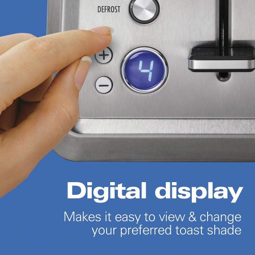  [아마존베스트]Hamilton Beach Digital 2 Slice Extra-Wide Slot Stainless Steel Toaster with Bagel & Defrost Settings, Toast Boost, Slide-Out Crumb Tray, Auto-Shutoff and Cancel Button (22796)