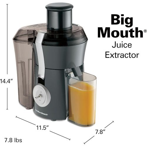  [아마존베스트]Hamilton Beach Pro Juicer Machine, Big Mouth Large 3 Feed Chute, Centrifugal, Easy to Clean, Powerful 1.1 HP Motor, Grey and Die-Cast Metal (67650A)