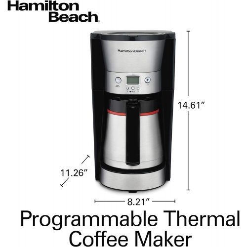  [아마존베스트]Hamilton Beach Thermal 10-Cup Coffee Maker, Programmable, Cone Filter, Flexible Brewing, Stainless Steel (46899A)
