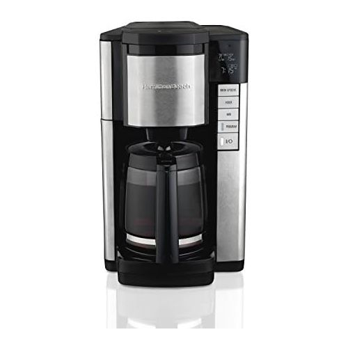  [아마존베스트]Hamilton Beach 46381 12-Cup Programmable Coffee Maker, Easy Access Plus, Brew Options, Cone Filter, Black and Stainless