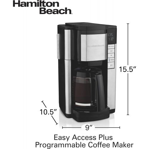  [아마존베스트]Hamilton Beach 46381 12-Cup Programmable Coffee Maker, Easy Access Plus, Brew Options, Cone Filter, Black and Stainless