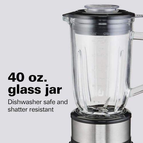  [아마존베스트]Hamilton Beach Multi-Mix Blender with 40oz Glass Jar and 14-Functions for Grinding, Puree, Ice Crush, Shakes and Smoothies, 800 Watts, Stainless Steel (54210): Kitchen & Dining