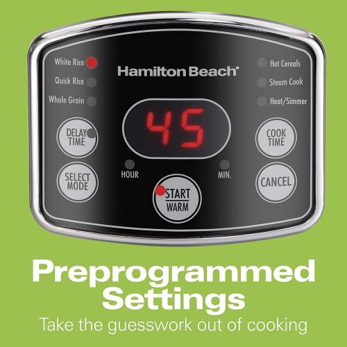  [아마존베스트]Hamilton Beach (37548) Rice Cooker, 7 Cups uncooked resulting in 14 Cups Cooked with Steam & Rinse Basket