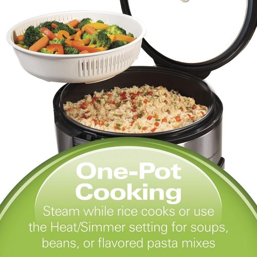  [아마존베스트]Hamilton Beach (37548) Rice Cooker, 7 Cups uncooked resulting in 14 Cups Cooked with Steam & Rinse Basket