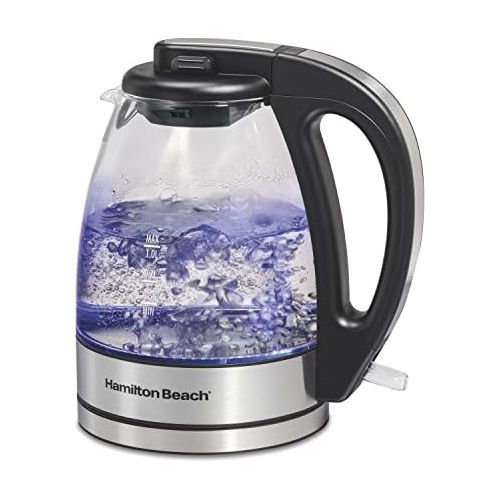  [아마존베스트]Hamilton Beach 1 Liter Glass Electric Kettle for Tea and Hot Water, Cordless, LED Indicator, Auto-Shutoff and Boil-Dry Protection (40930)