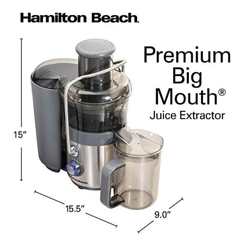  [아마존베스트]Hamilton Beach Premium Juicer Machine, Big Mouth 3 Feed Chute, Centrifugal, Easy Clean, 2-Speeds, BPA Free 40 oz Pitcher, 850W, Silver (67850)