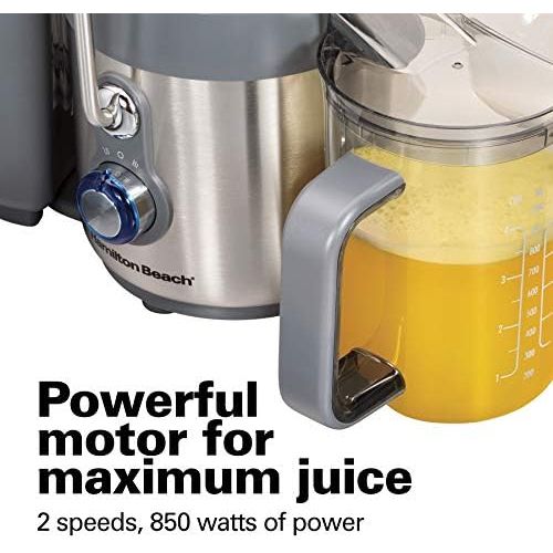  [아마존베스트]Hamilton Beach Premium Juicer Machine, Big Mouth 3 Feed Chute, Centrifugal, Easy Clean, 2-Speeds, BPA Free 40 oz Pitcher, 850W, Silver (67850)