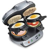 [아마존베스트]Hamilton Beach Dual Breakfast Sandwich Maker with Timer, Silver (25490A)