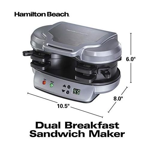  [아마존베스트]Hamilton Beach Dual Breakfast Sandwich Maker with Timer, Silver (25490A)