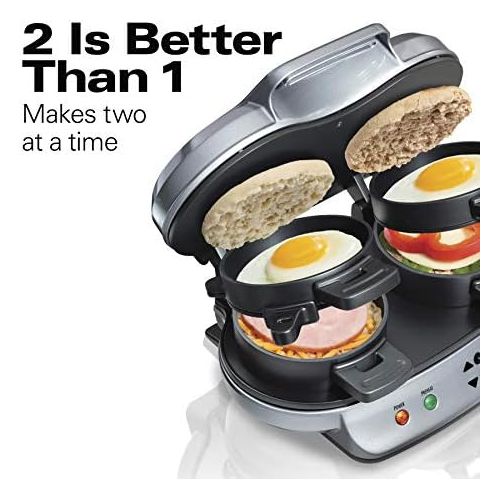  [아마존베스트]Hamilton Beach Dual Breakfast Sandwich Maker with Timer, Silver (25490A)