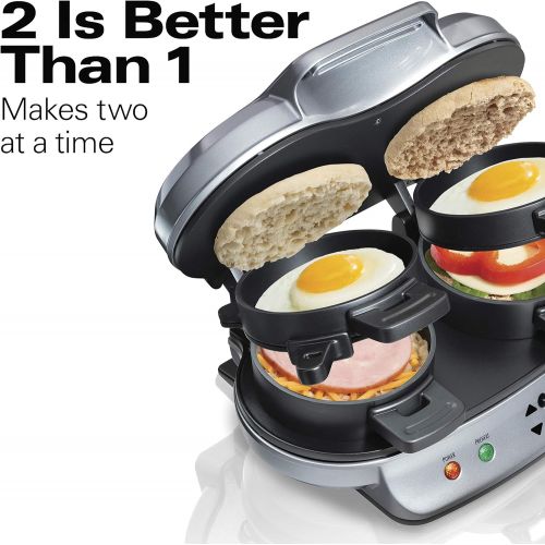  [아마존베스트]Hamilton Beach Dual Breakfast Sandwich Maker with Timer, Silver (25490A)