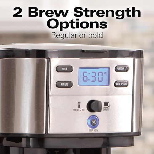  [아마존베스트]Hamilton Beach 2-Way Brewer Coffee Maker, Single-Serve and 12-Cup Pot, Stainless Steel (49980A), Carafe