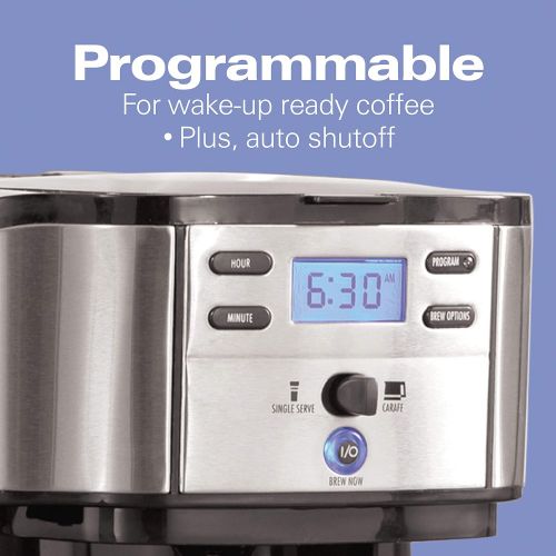  [아마존베스트]Hamilton Beach 2-Way Brewer Coffee Maker, Single-Serve and 12-Cup Pot, Stainless Steel (49980A), Carafe